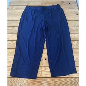 Dennis Basso Button Detail Pants Petite Size 1XP Women’s Navy Pull On